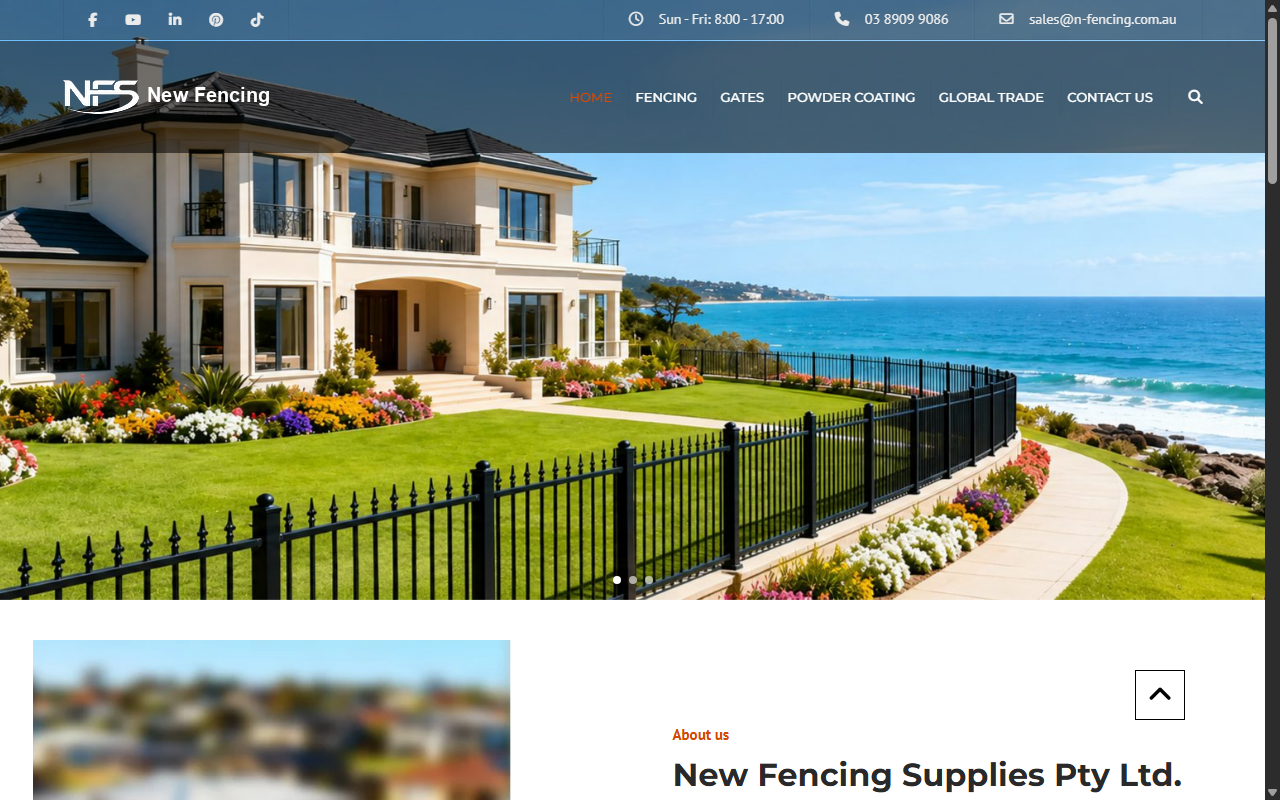 New Fencing Supplies website screenshot